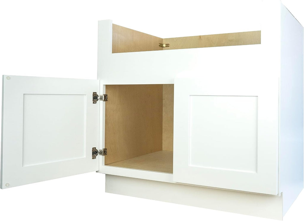 Hollywood Fabiani Design Farm Sink Base Kitchen Cabinet 36 in. W x 24 in. D x 34.5 in. H in Shaker White Ready to Assemble