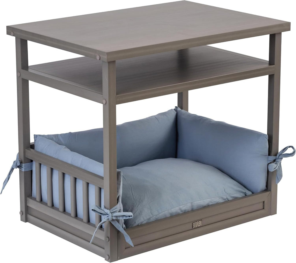 New Age Pet ECOFLEX Nightstand Dog Bed, Indoor Pet Bed with Moisture Resistant Frame & Soft Cushion, Tool Free Assembly, Grey