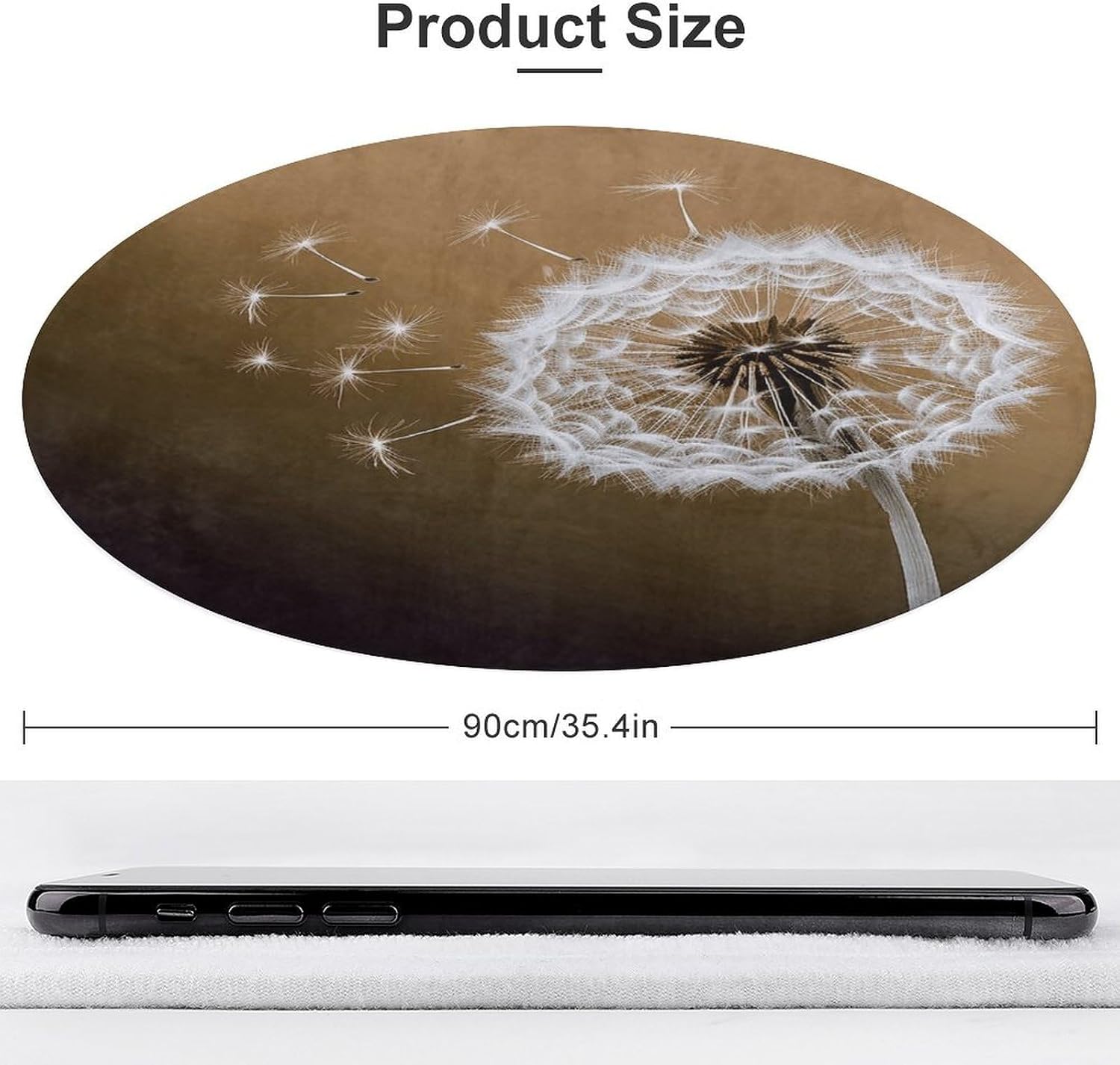 Blown Dandelion Blossom Coral Velvet Round Floor Mat Non-Slip Bath Rug Floor Covering for Bathroom Vanity Guest Suite & Vacation Home
