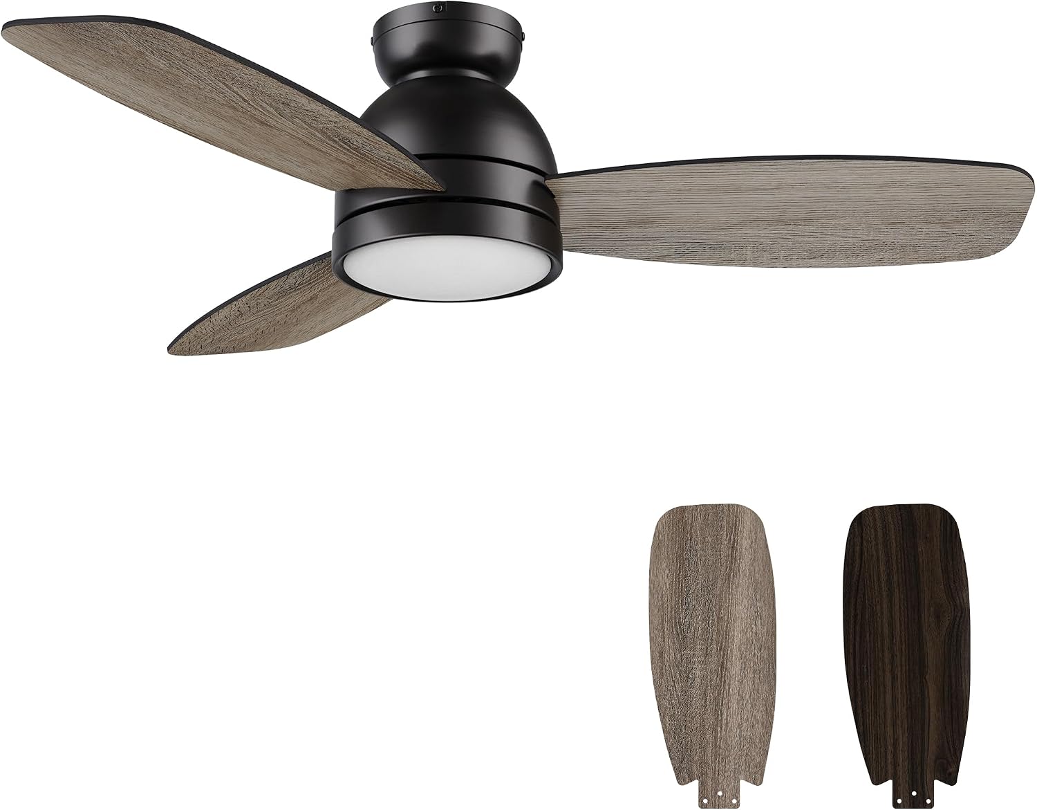 Carro 44' Ceiling Fan with Light Flush Mount, DC 10 Speeds Silent Ceiling Fan with Remote, Low Profile Ceiling Fan with 3 Dual Finish Blades, 3 Light Colors Dimmable LED Ceiling Fan for Living Room