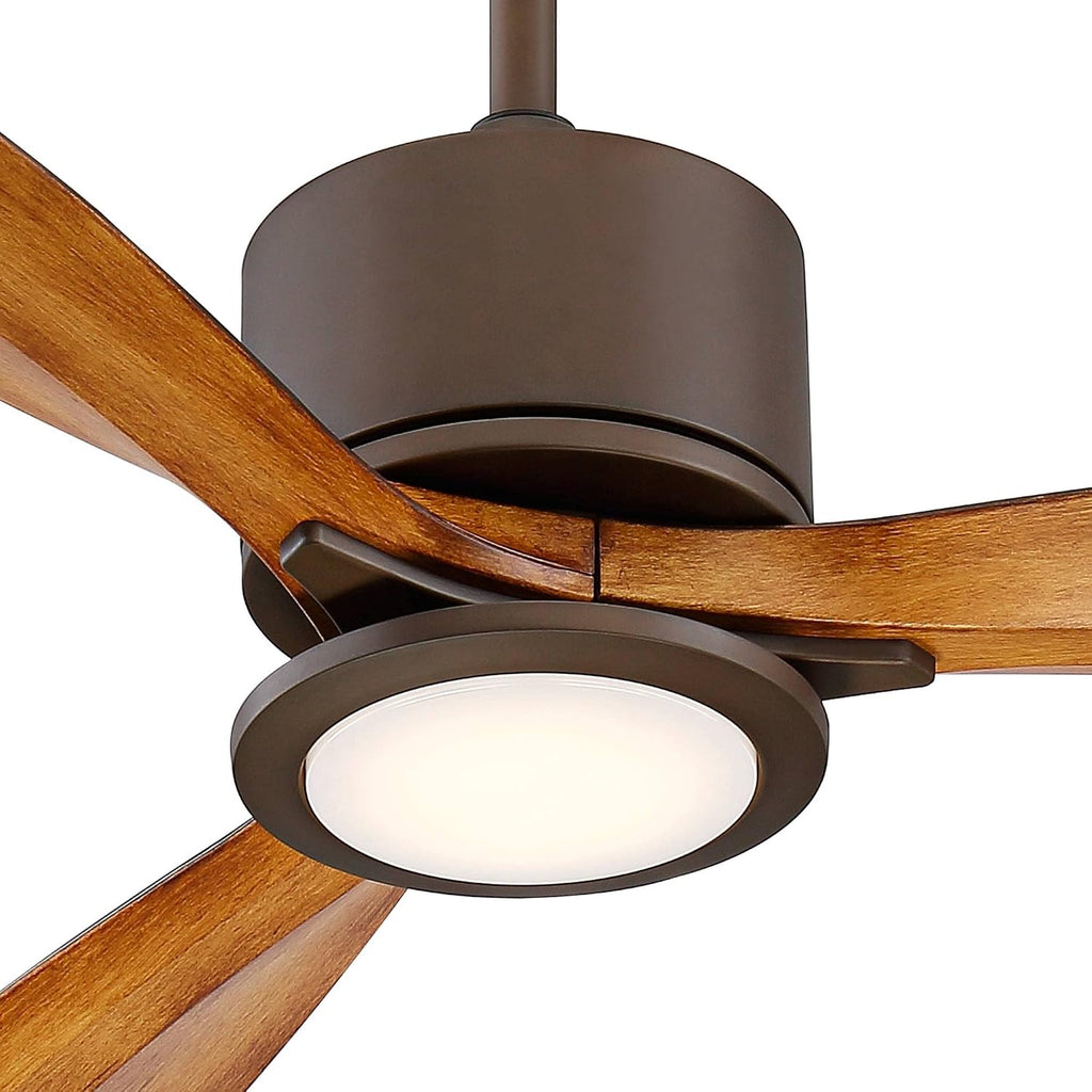 Casa Vieja 56' Rally Industrial Rustic 3 Blade Indoor Outdoor Ceiling Fan with LED Light Remote Control Oil Rubbed Bronze Koa Damp Rated for Patio Exterior House Home Porch Gazebo Garage