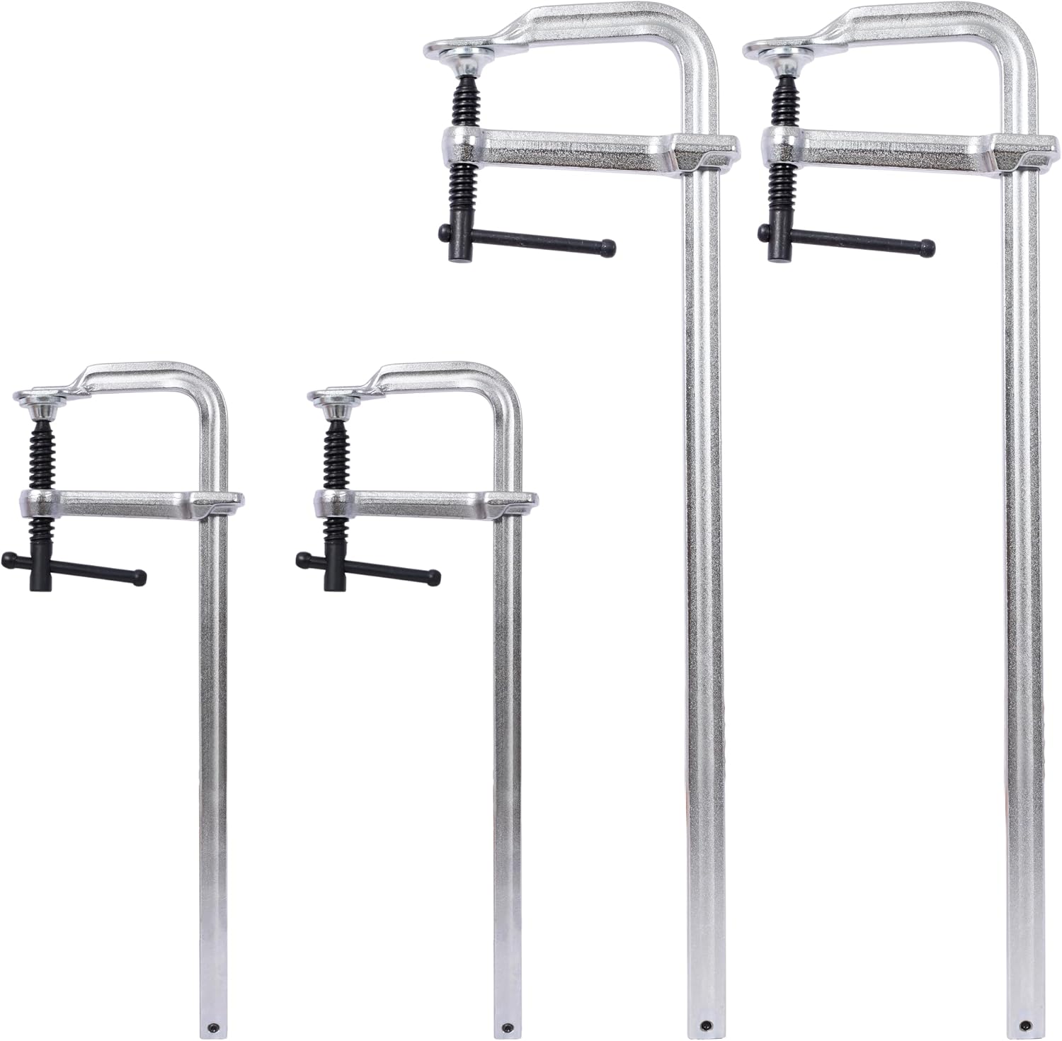 2 Pack 12 Inch x 3 Inch + 2 Pack 16 Inch x 4-3/4 Inch Drop Forged F Clamps - Heavy Duty Steel F Clamps for Welding, Woodworking, Metalworking & DIY Projects