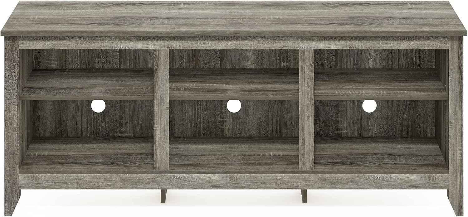 Furinno Jensen TV Stand for TV up to 65 Inch, 2-Tier Grey Entertainment Center, TV Console with Cable Management, for Living Room, Bedroom, Grey Oak