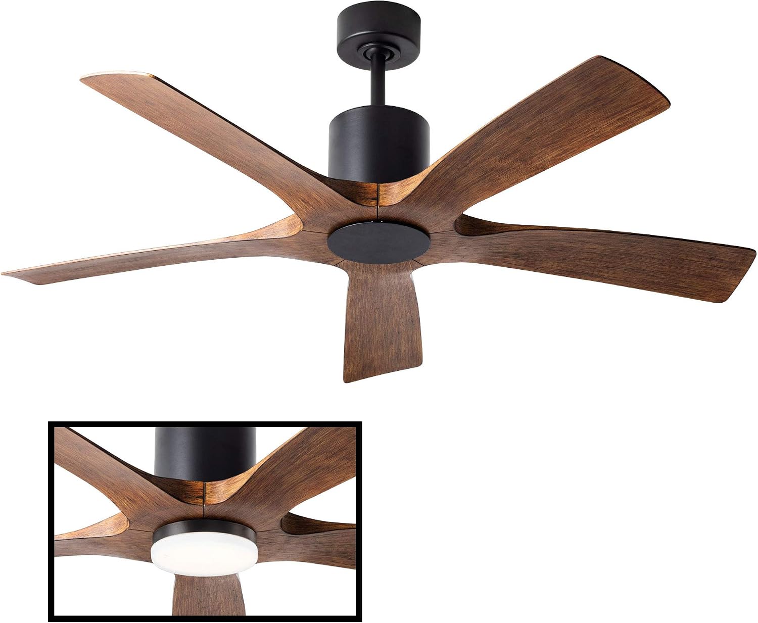 Modern Forms FR-W1811-5-MB/DK Aviator Indoor or Outdoor Smart Home Ceiling Fan with Wall Control, 54in Blade Span, Matte B.