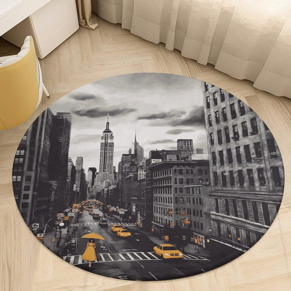 Love from New York Coral Velvet Round Floor Mat Non-Slip Bath Rug Floor Covering for Bathroom Vanity Guest Suite & Vacation Home
