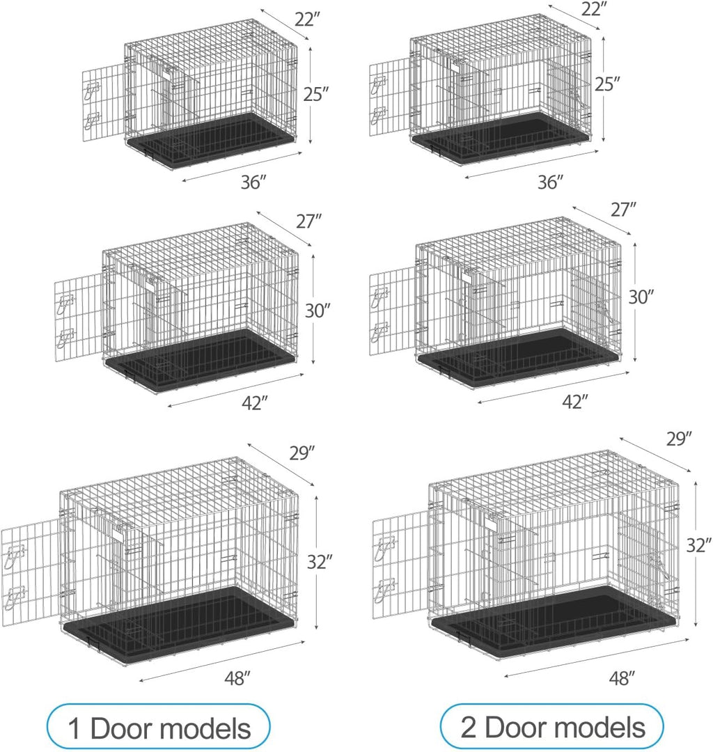 PetsTuff GREAT CRATES 48' XX-Large Dog Crate - Heavy-Duty Dog Kennel With Divider Panel For Pets 90-110lbs - Durable Leaf-Proof Tray - Foldable, Carry Handle & Wheels For Easy Moving - 2 Door Dog Cage