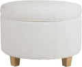 HomePop 24' Large Round Storage Ottoman - Cream Boucle
