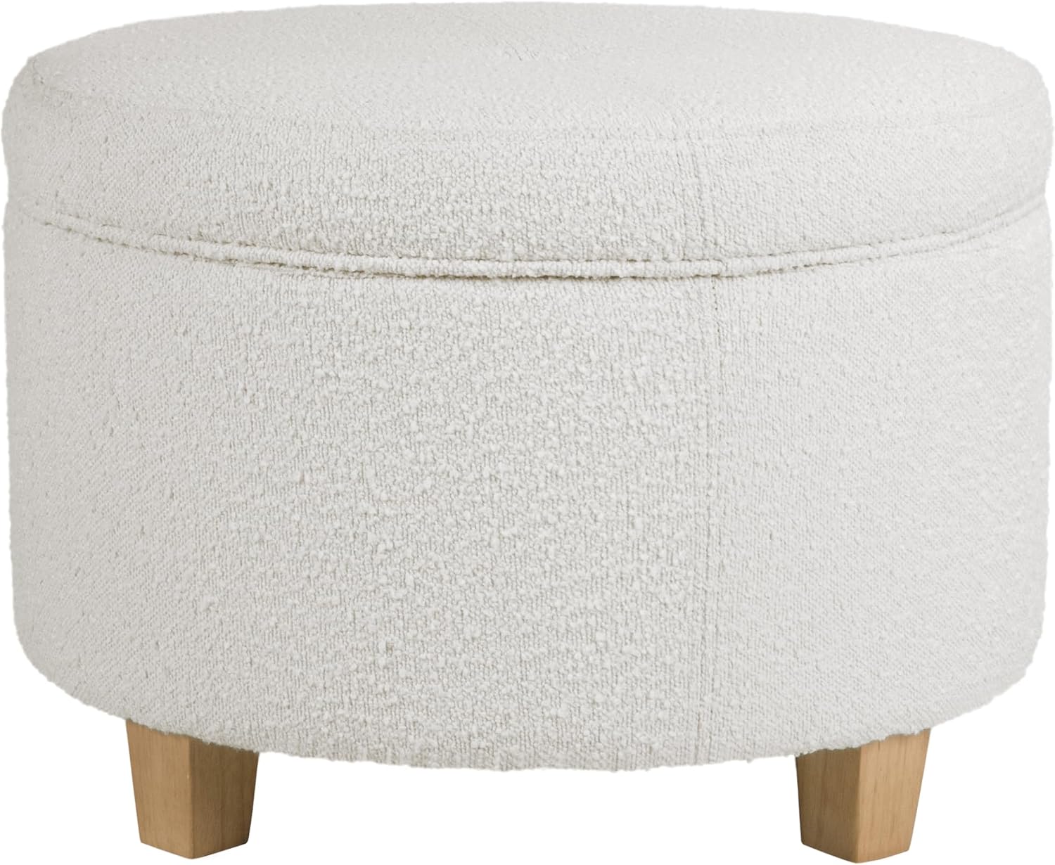 HomePop 24' Large Round Storage Ottoman - Cream Boucle