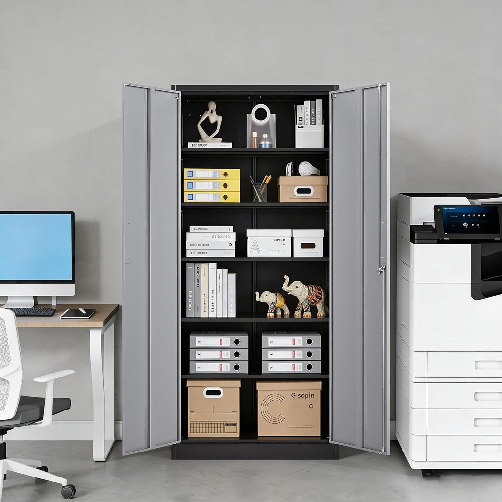 Metal Locker Storage Cabinet,Locking Cabinet with Doors and Adjustbale Shelves,Garage Storage Cabinets for Basement,Home Office