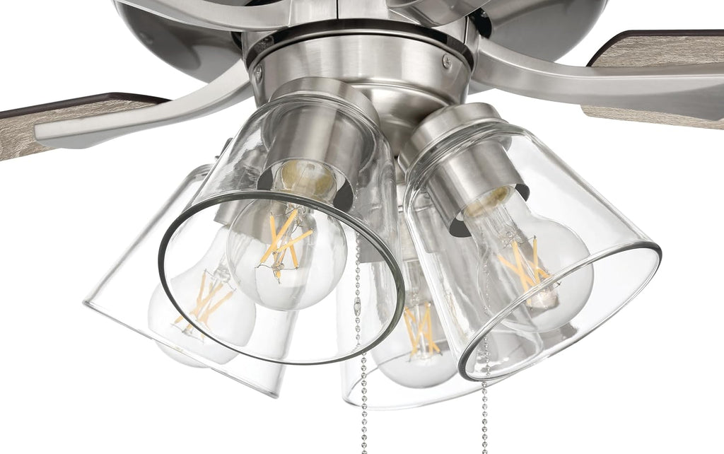 Craftmade 52' Eos 4 Light Ceiling Fan in Brushed Polished Nickel Finish with Reversible Driftwood/Walnut Blades