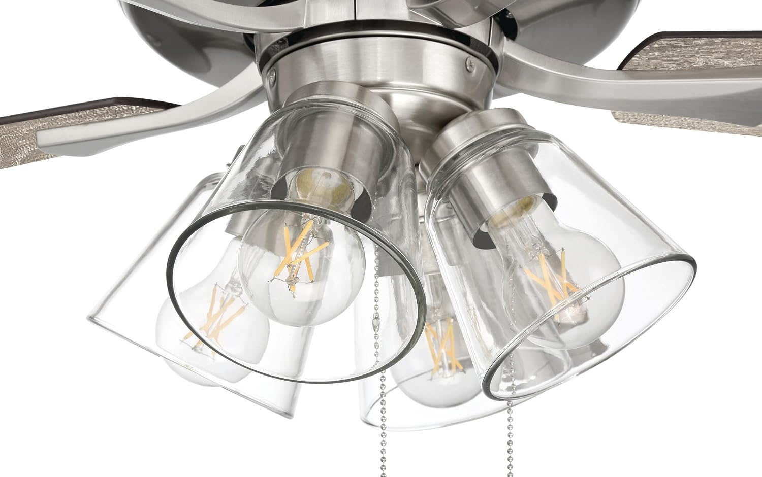 Craftmade 52' Eos 4 Light Ceiling Fan in Brushed Polished Nickel Finish with Reversible Driftwood/Walnut Blades