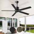 Obabala Outdoor Ceiling Fan No Light, 60 Inch Black Modern Ceiling Fan Without Light, Dual Finish 5 Blades,6 Speed, Reversible Quiet DC Motor for Patios, Garage, Bedroom, Porch