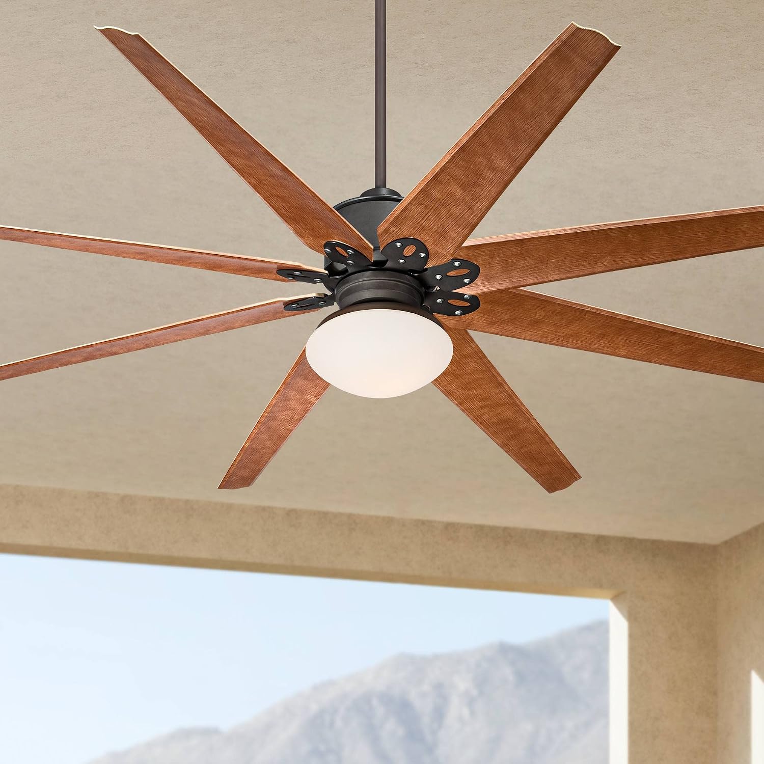 Casa Vieja 72' Predator Indoor Outdoor Ceiling Fan with Light LED Remote Control English Bronze Cherry Blades Opal Frosted Glass Damp Rated for Patio Exterior House Porch Gazebo Garage Barn Roof