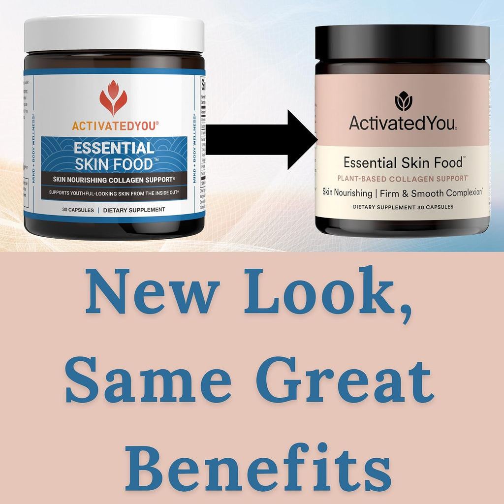 ACTIVATEDYOU Essential Skin Food, Advanced Skincare Collagen Elastin Support Supplement for Aging Skin, Helps Improve Appearance of Face Texture, Sagging w/Dermaval, Vitamin C (30 Count (Pack of 3))
