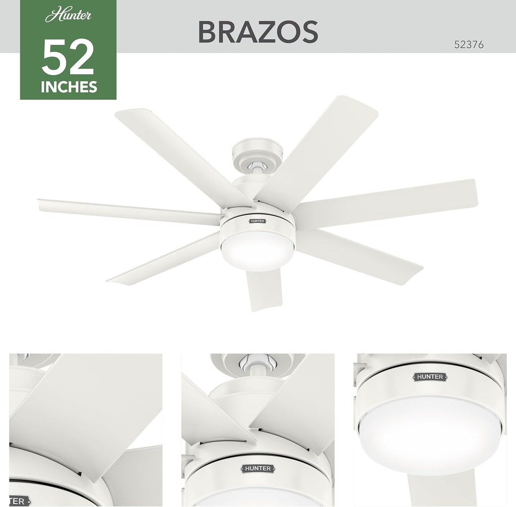 Hunter Brazos Outdoor with LED Light 52 inch Fresh White - Fresh White