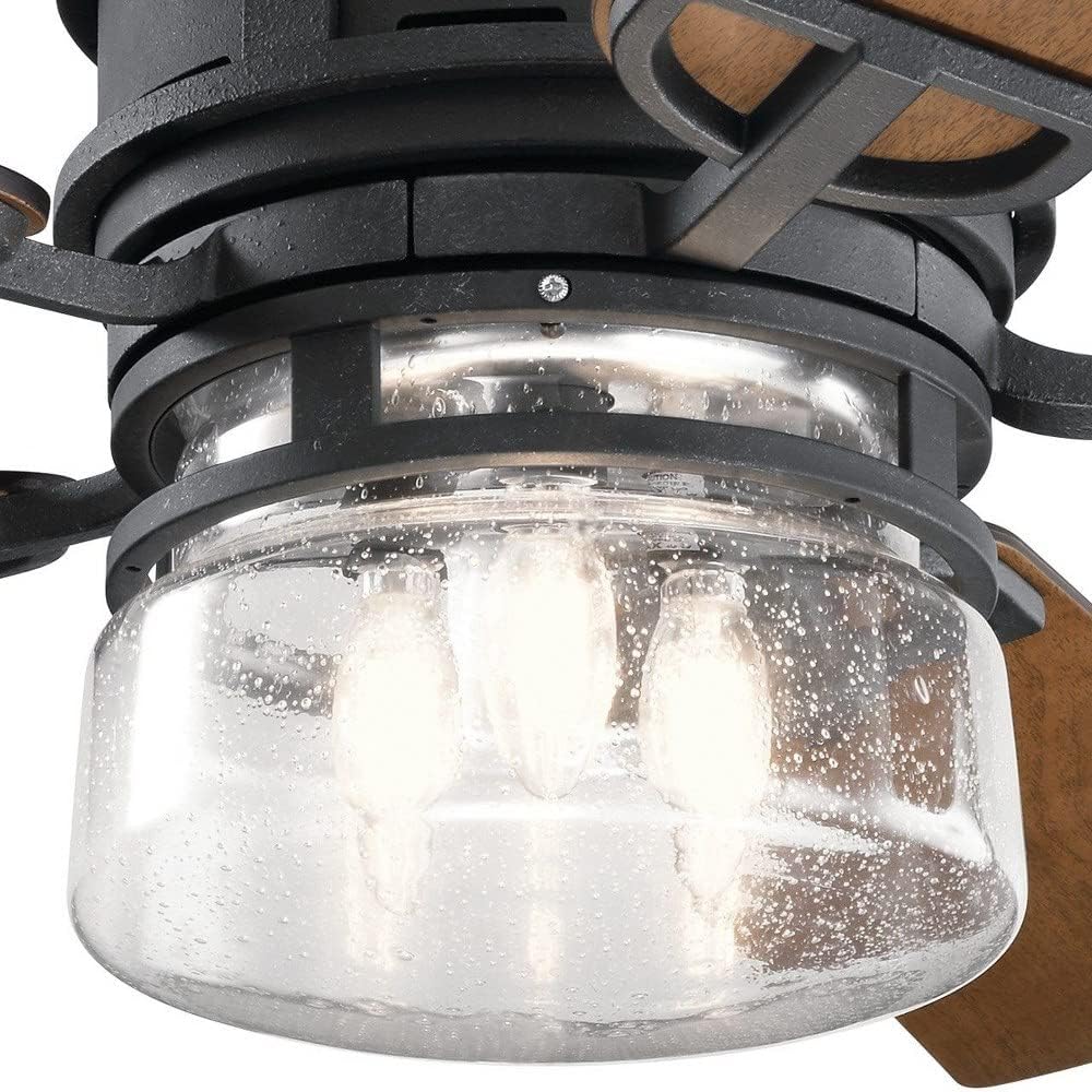 Kichler 310239DBK Lyndon Patio 52 Outdoor Ceiling Fan w/LED Lights & Wall Control, Distressed Black