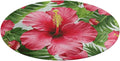Hibiscus Flower Coral Velvet Round Floor Mat Non-Slip Bath Rug Floor Covering for Bathroom Vanity Guest Suite & Vacation Home