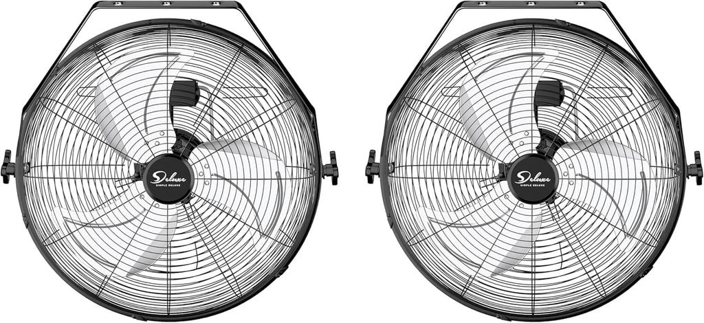 Simple Deluxe 20 Inch High Velocity 3 Speed, Black Wall-Mount Fan for Warehouse, Greenhouse, Workshop, Patio, Factory and Basement