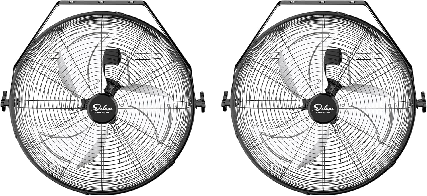 Simple Deluxe 20 Inch High Velocity 3 Speed, Black Wall-Mount Fan for Warehouse, Greenhouse, Workshop, Patio, Factory and Basement