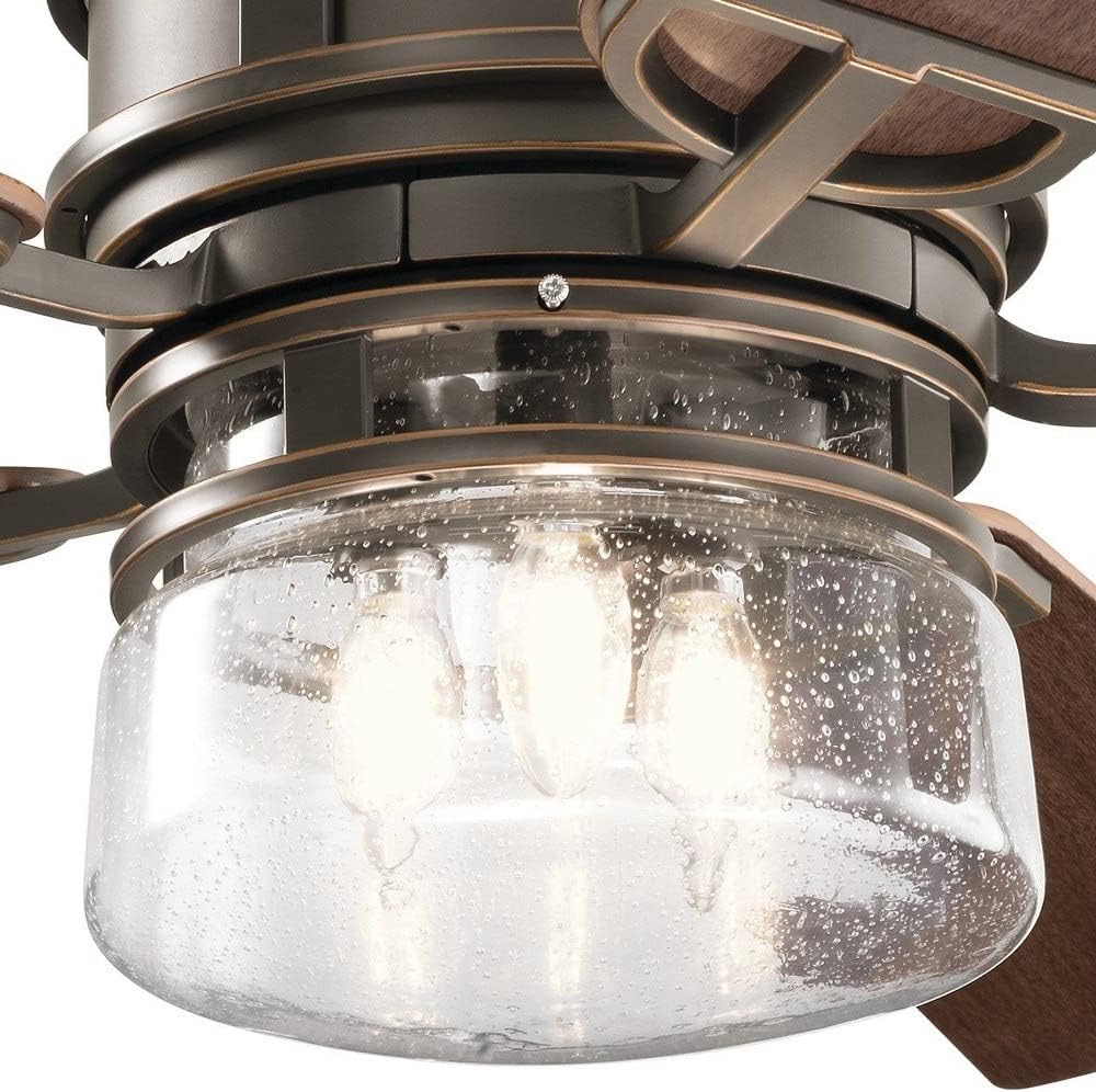 Kichler 310239DBK Lyndon Patio 52 Outdoor Ceiling Fan w/LED Lights & Wall Control, Distressed Black