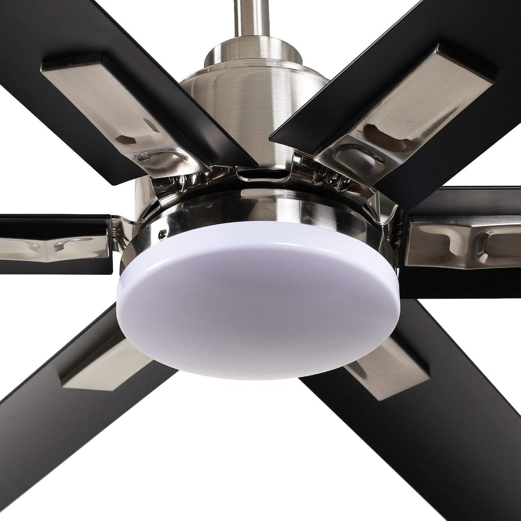 Ceiling Fans with Lights and Remote, 72 Inch Industrial Ceiling Fan for Living Room Bedroom Outdoor Ceiling Fans for Patios, LED Lighting Ceiling Fans, DC Motor Reversible 6 Blades, Brushed Chrome