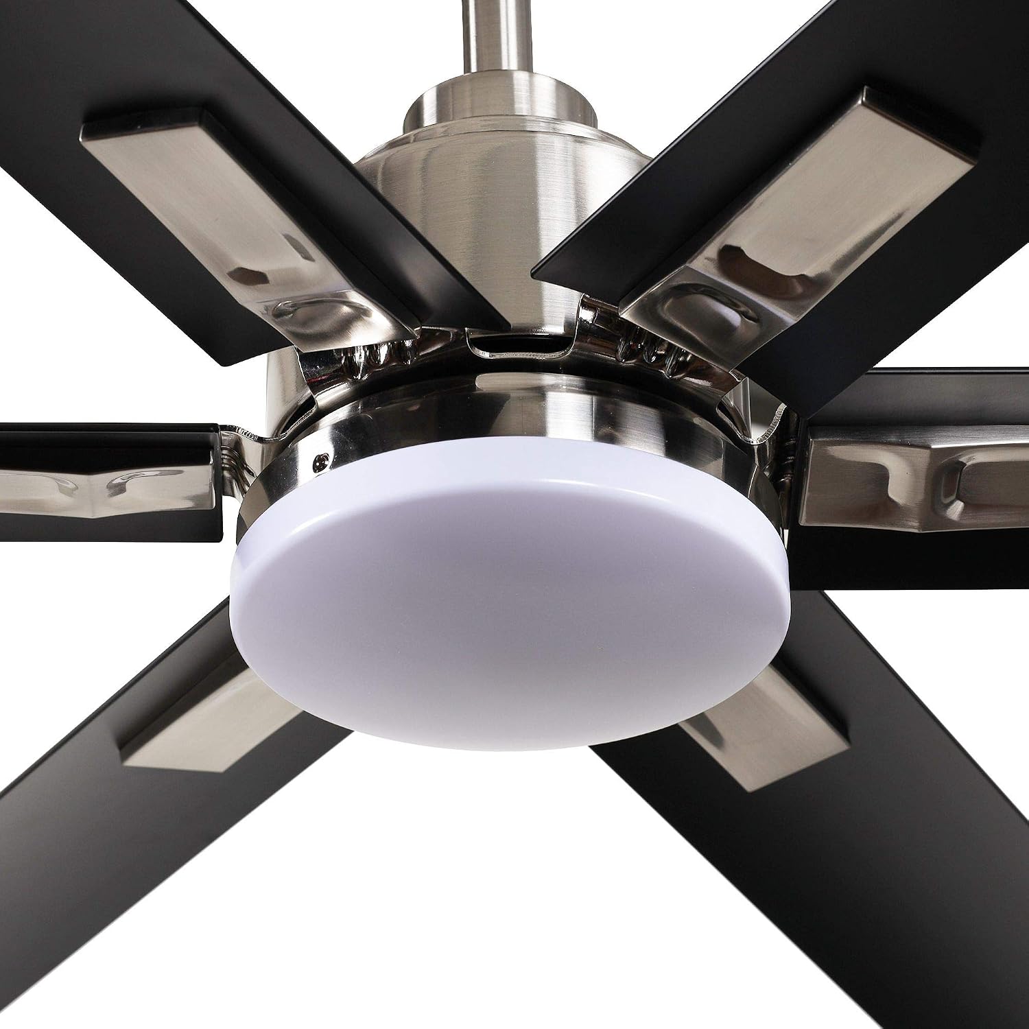 Ceiling Fans with Lights and Remote, 72 Inch Industrial Ceiling Fan for Living Room Bedroom Outdoor Ceiling Fans for Patios, LED Lighting Ceiling Fans, DC Motor Reversible 6 Blades, Brushed Chrome