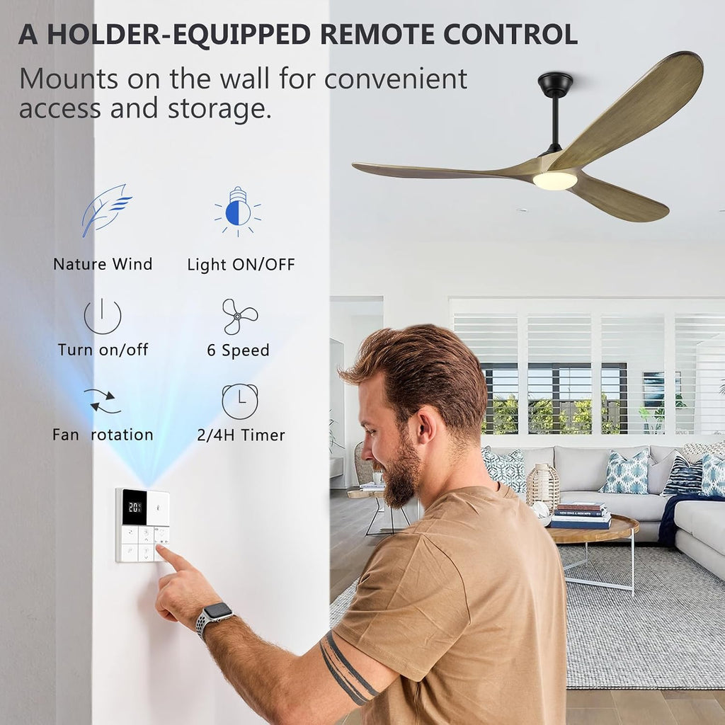 Eliora 52 Inch Ceiling Fans with Lights, Wood Outdoor Ceiling Fan for Patio and Remote Control Rustic Propeller Large Ceiling Fans with Light Farmhouse Indoor Quiet High cfm, Bronze Gray