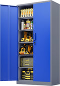 Metal Garage Storage Cabinet,Steel Storage Cabinet with Doors and Adjustbale Shelves,Lockable Tool Cabinet for Garage,Basement,Home Office,School