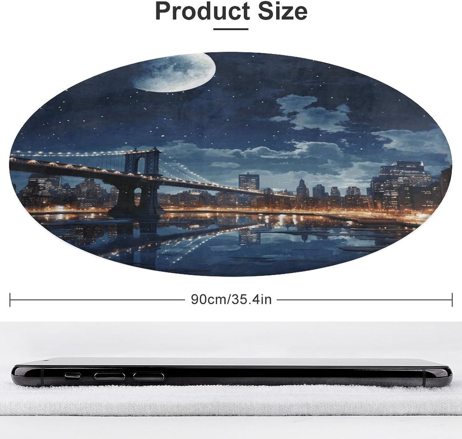 Moon Light New York City Coral Velvet Round Floor Mat Non-Slip Bath Rug Floor Covering for Bathroom Vanity Guest Suite & Vacation Home