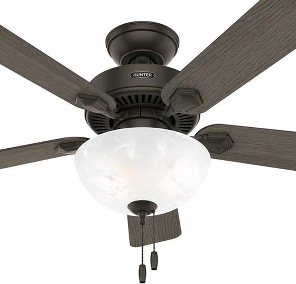 Hunter Fan 44 inch Bronze Indoor Ceiling Fan with Light and Pull Chain for Bedroom, Living Room, Office, Basement, Kitchen (Renewed)