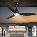 Fanbulous 52' Outdoor Ceiling Fan with Light, IP65 Waterproof Wet Rated, Plug in Gazebo Fan with 10FT Cord, Smart APP & Remote, 6-Speed Reversible DC Motor, 3CCT Dimmable LED for Patio Porch (Black)