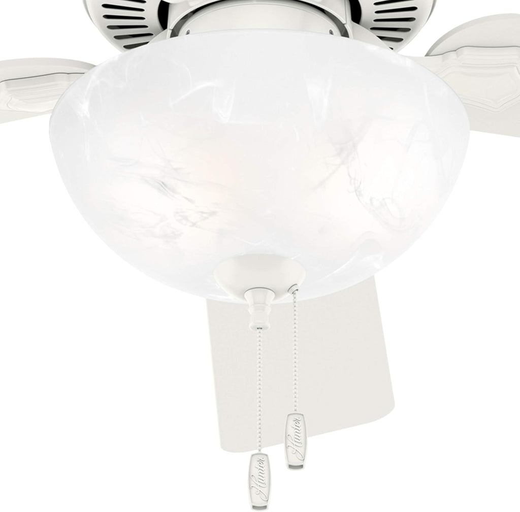 Hunter Fan 52 inch Indoor Ceiling Fan with Lights and Pull Chain, White Ceiling Fan for Bedroom, Living Room, Office, Kitchen (Renewed)