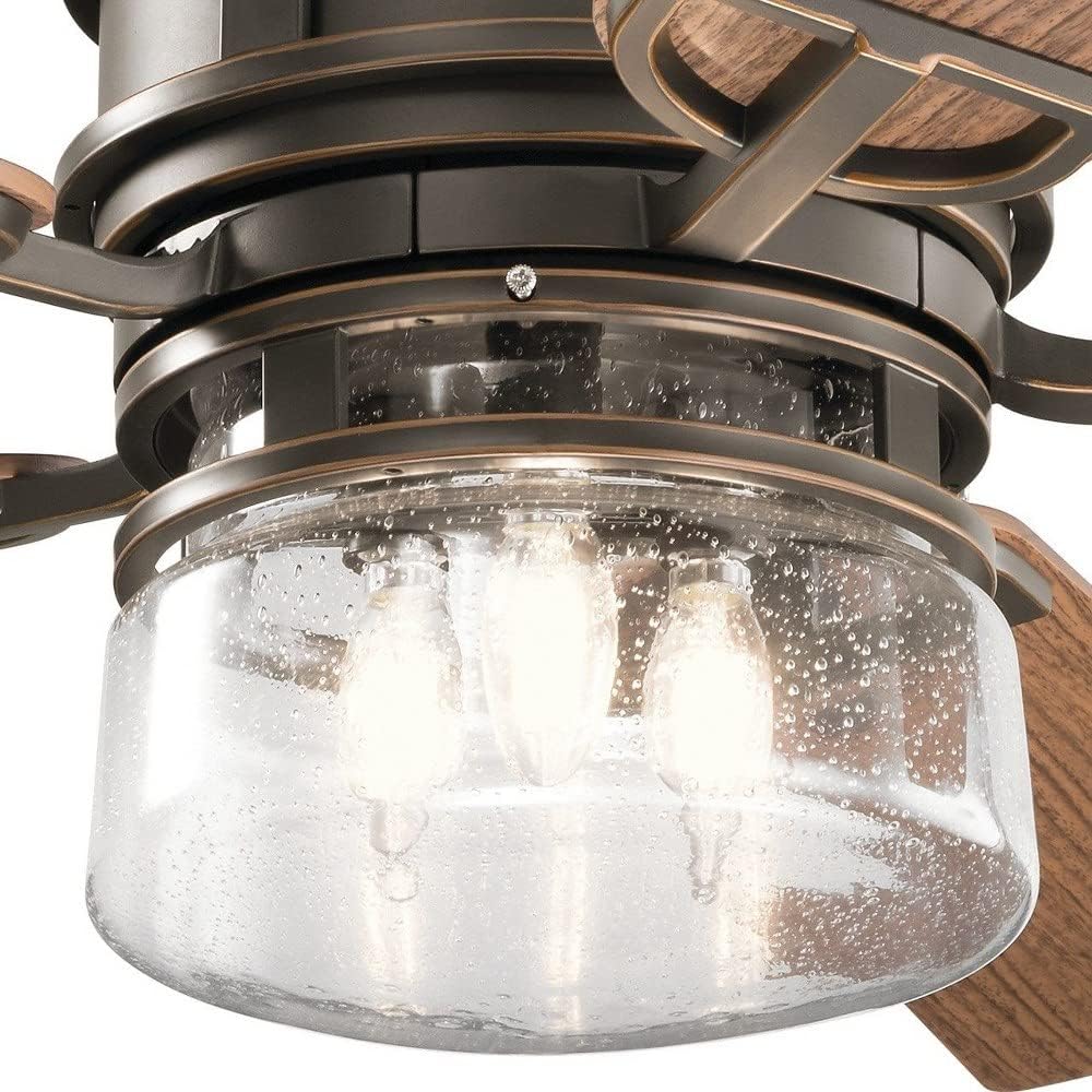 Kichler 310239DBK Lyndon Patio 52 Outdoor Ceiling Fan w/LED Lights & Wall Control, Distressed Black