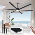 Minislak 100 Inch Large Industrial HVLS Ceiling Fan with 6 Black Double-Layer Aluminum Blades,High CFM Ceiling Fan with Light and Remote,12/24/36in Downrod,Quiet DC Motor Outdooor Fan for Patio