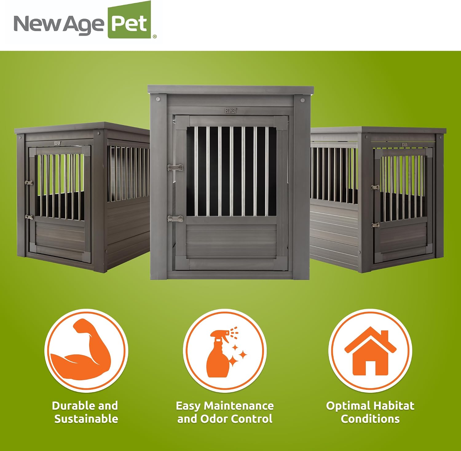 New Age Pet ecoFLEX Pet Crate/End Table, Large, Grey