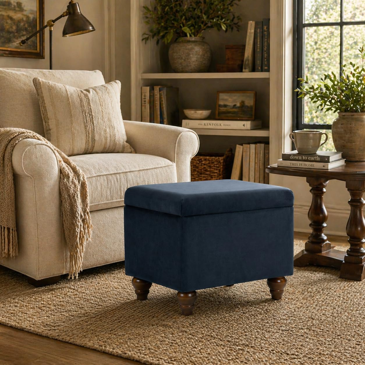 HomePop 22' Medium Rectangular Storage Ottoman - Blue Velvet