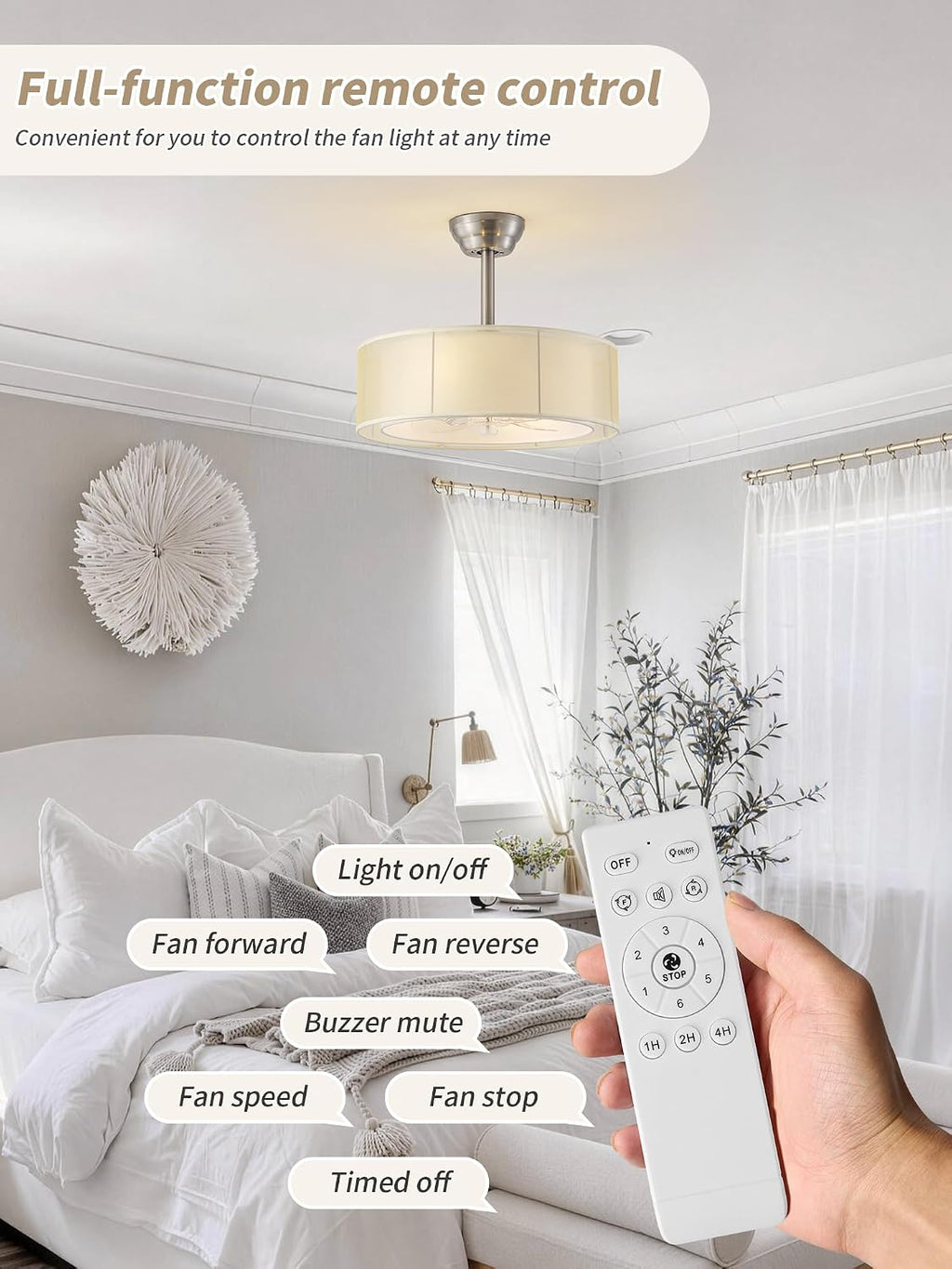 20' Caged Fandelier Ceiling Fans with Lights, Yellow Mid Century Boho Chandelier Ceiling Fan with Light Remote Control with 6 Speeds for Bedroom, Living Room, Nursery