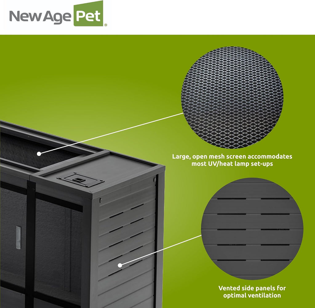 New Age Pet ECOFLEX 60' Wide X-Large Reptile Habitat, Mojave Lounge for Snakes, Tortoises & Lizards in Maple, Black & Grey, Easy Assembly, Sliding Glass Doors & Mesh Top