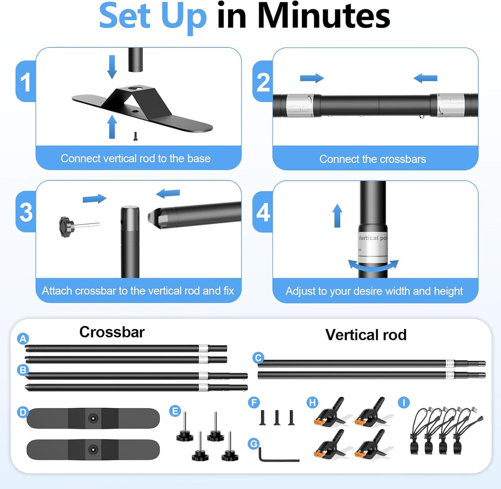 10 x 10FT Backdrop Banner Stand, Heavy Duty Adjustable Photo Background Support Frame Kit, Step and Repeat Stand for Photo Booth, Parties, Exhibition, Trade Show, Wedding