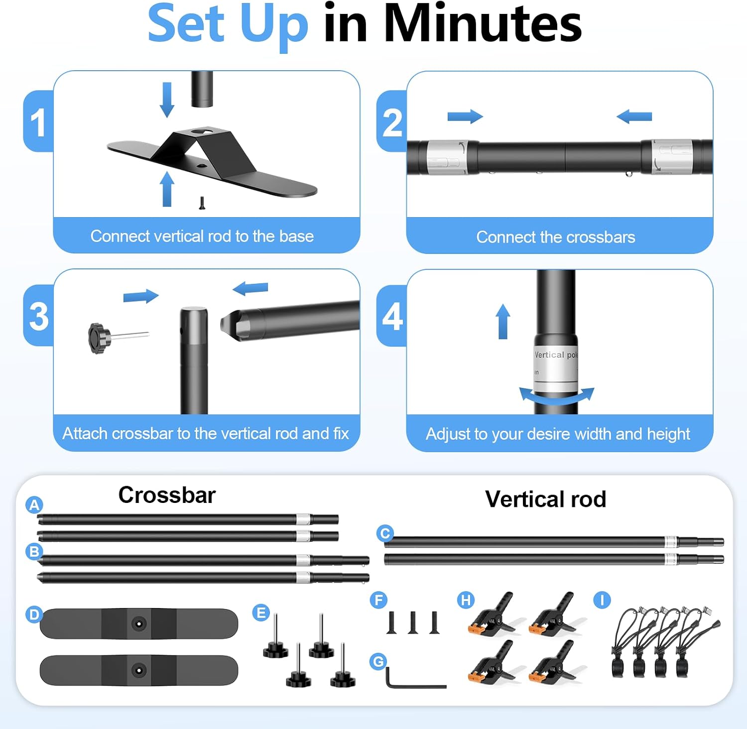 10 x 10FT Backdrop Banner Stand, Heavy Duty Adjustable Photo Background Support Frame Kit, Step and Repeat Stand for Photo Booth, Parties, Exhibition, Trade Show, Wedding