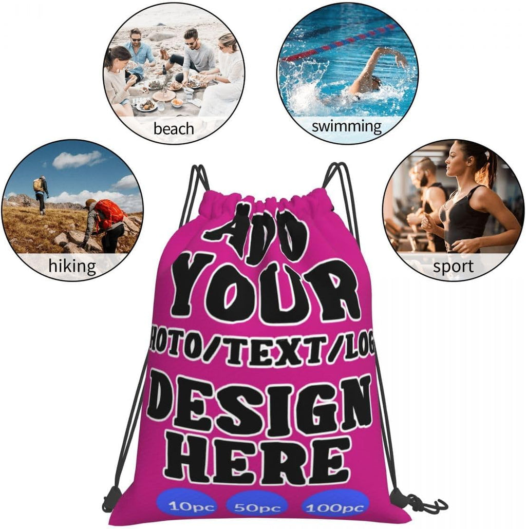 Custom 50pc Drawstring Backpacks Personalized Gym Storage Bags Promotional Items With Your Logo Draw String Bag for Travel & Everyday Style02