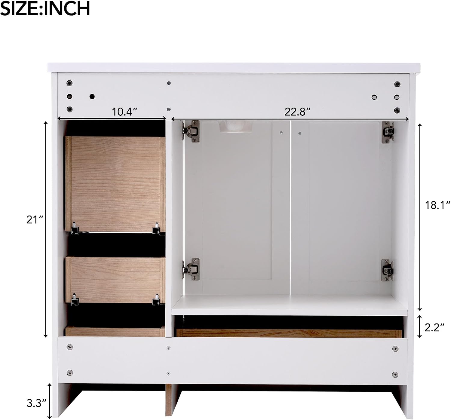 LUMISOL 36'' Bathroom Vanity with Sink, Freestanding Single Vanity with Ceramic Sink, Modern Bathroom Storage Cabinet with Soft Close Doors & Drawers for Guest Bath, Master Suite, Rental, White