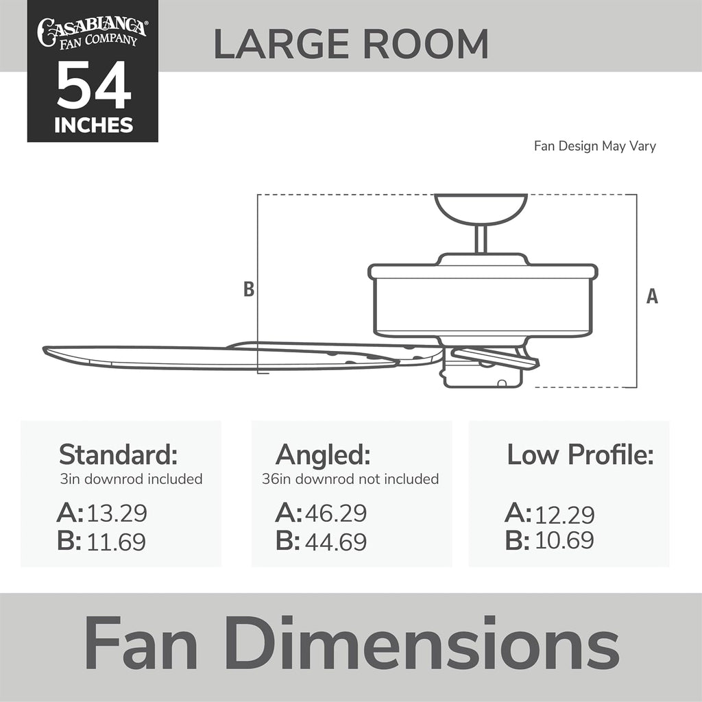 Casablanca 54 inch Indoor Ceiling Fan No Light with Remote Control - Ceiling Fan without Light, Standard Mount, 5 Blades, For Bedroom, Living Room, or Kitchen - Panama 59510, Snow White
