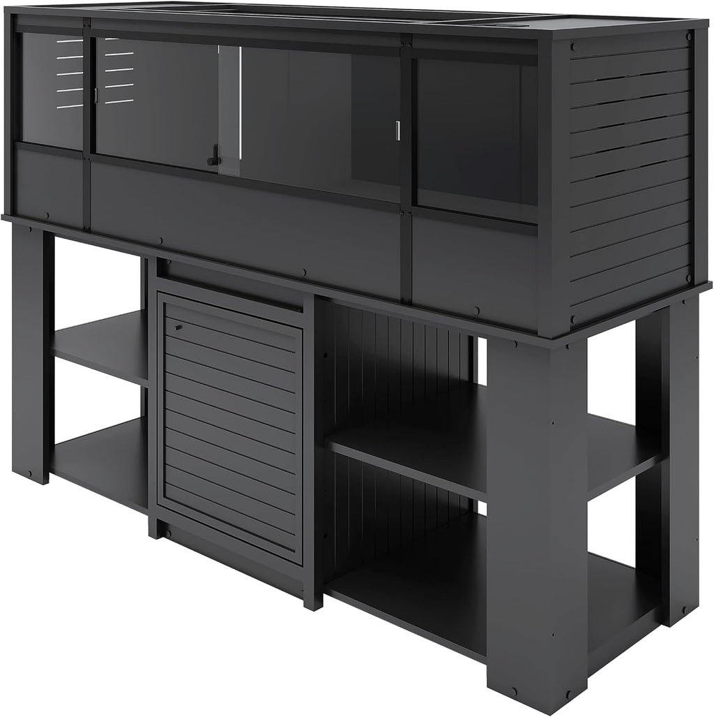 New Age Pet® ECOFLEX® 72' Jumbo Versa Stand, Standard Height Cabinet for Reptile & Small Animal Habitat, Lounge in Black