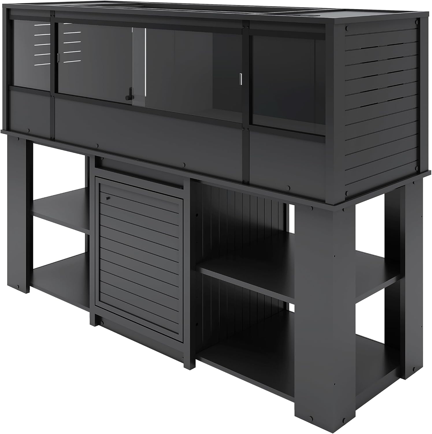 New Age Pet® ECOFLEX® 72' Jumbo Versa Stand, Standard Height Cabinet for Reptile & Small Animal Habitat, Lounge in Black
