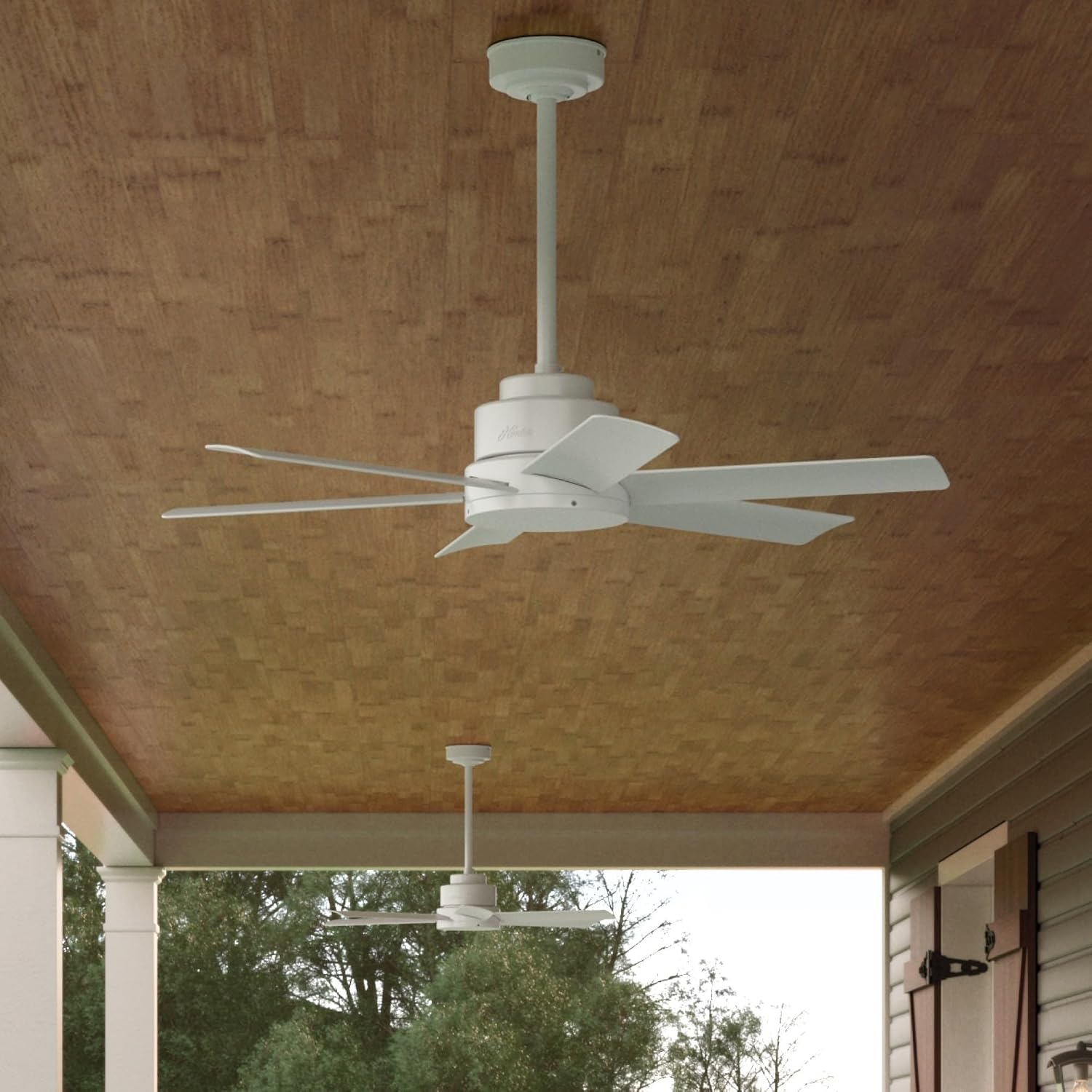 Hunter Fan 44 inch Contemporary Fresh White Finish Outdoor Ceiling Fan with 6 Blades (Renewed)