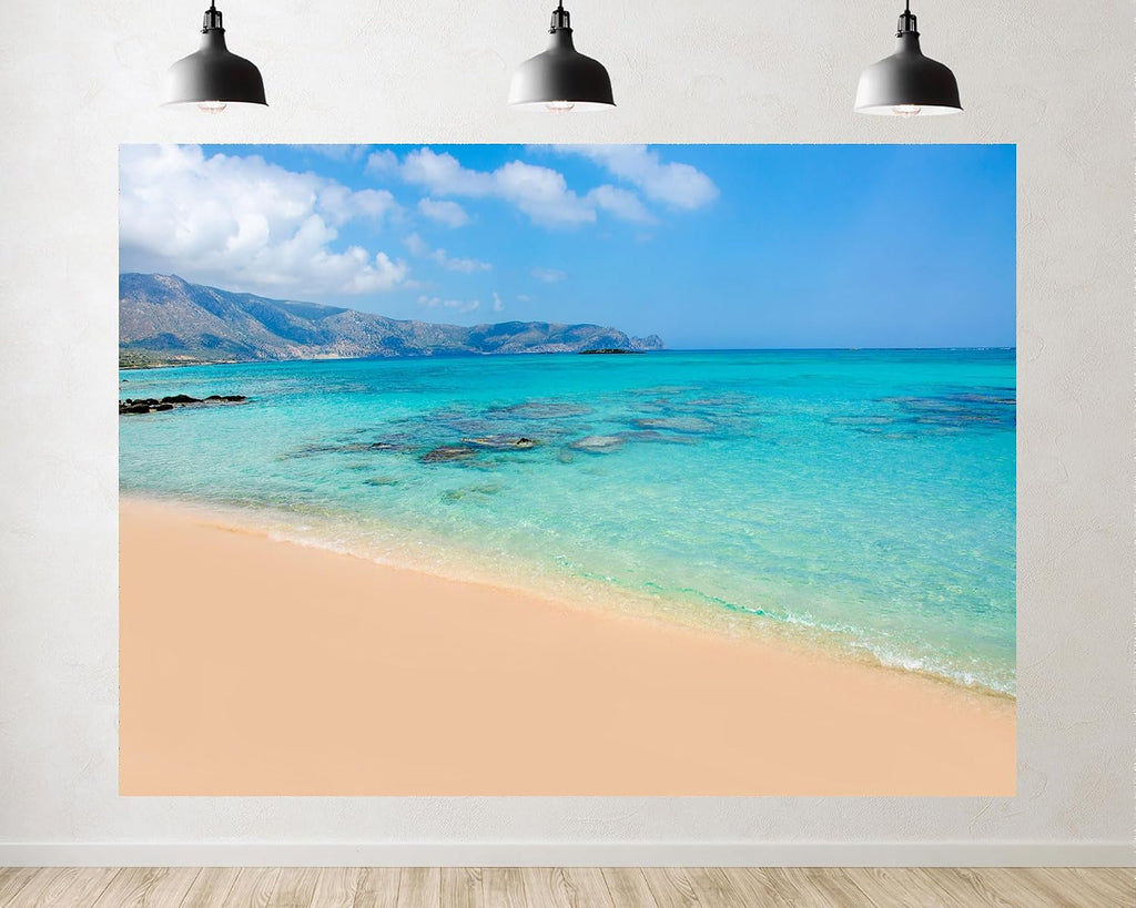 Trykid 20x10ft Turquoise Beach Ocean Backdrop Clear Blue Sand Mountain Photography Background Vacation Summer Event Tapestry Party Decoration Photo Studio Prop Fabric