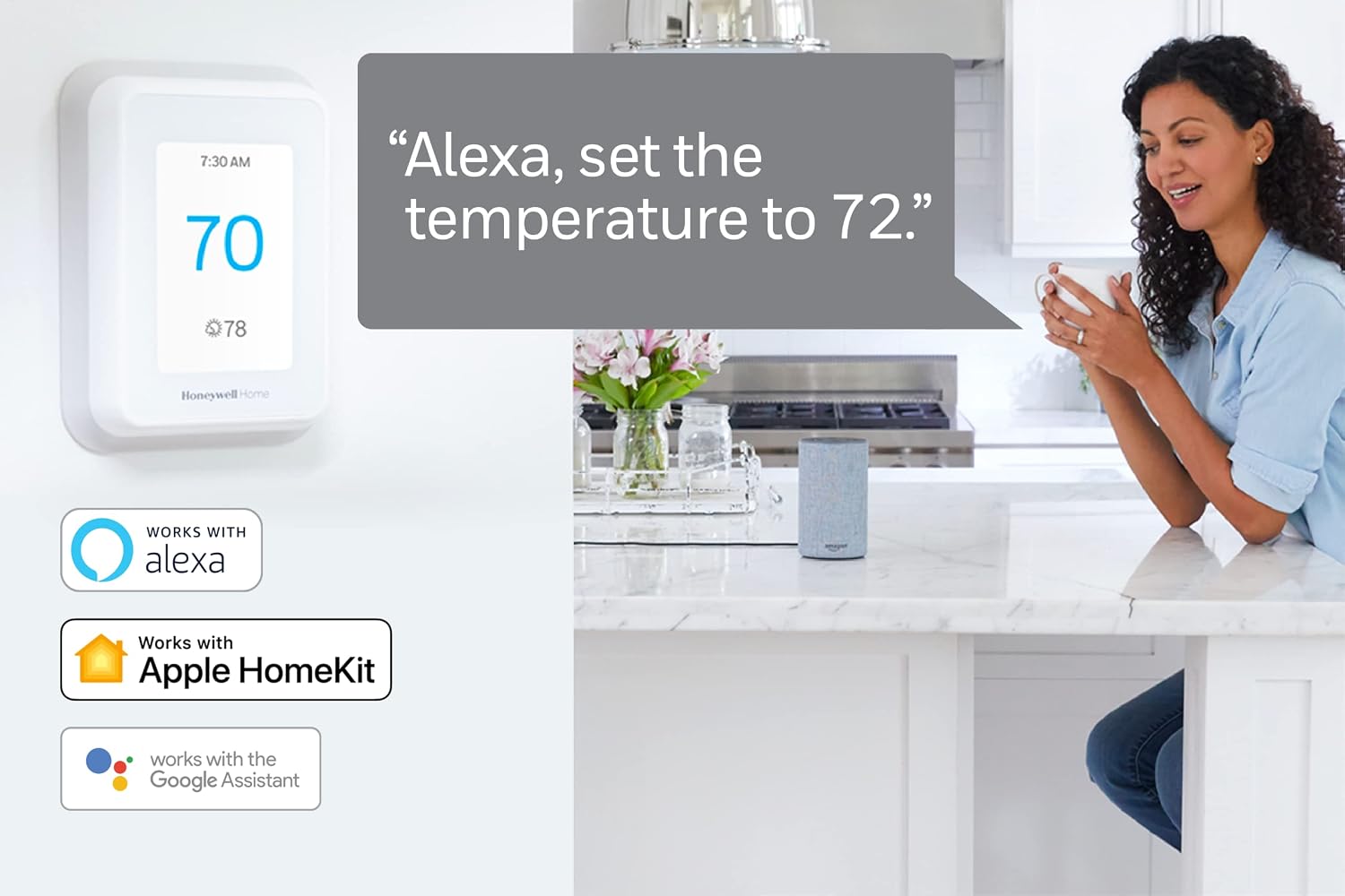 Honeywell Home T9 WiFi Smart Thermostat with 1 Smart Room Sensor, Touchscreen Display, White
