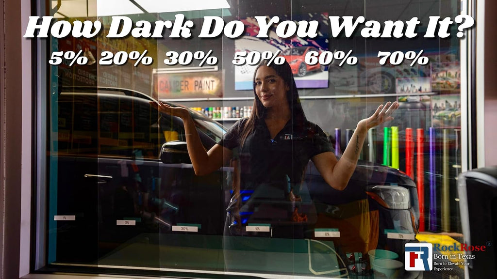 RockRose Precut Nano Ceramic Window Tint Kit for Cars, Trucks, SUVs - Customizable VLT 5% 15% 20% 35% 50% 70%, Automotive DIY Tint Film (Full Kit 3 (4 Doors, Rear, Windshield & Sunroof))