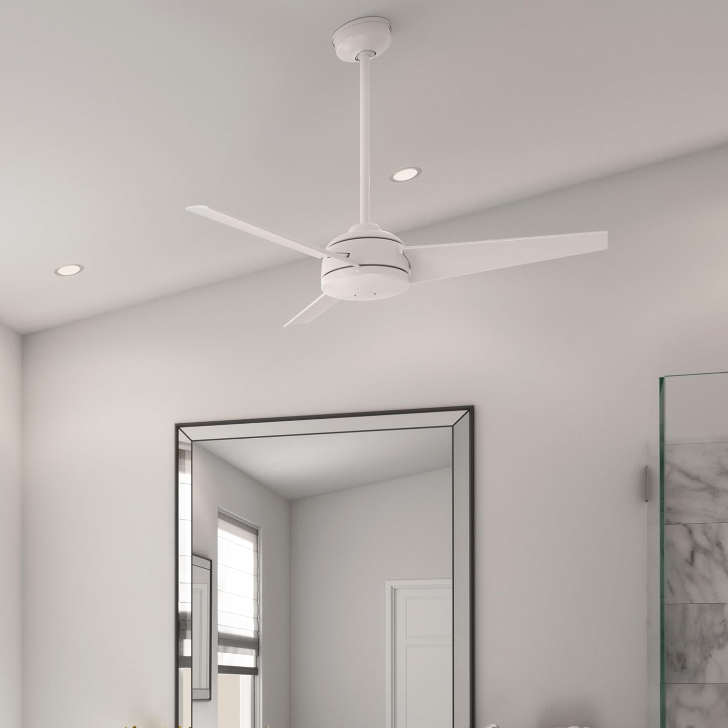 Hunter Fan 52 inch Ceiling Fan with No Light, Outdoor or Indoor White Ceiling Fan for Porch, Living Room, Office, Kitchen, Garage, 3 Blades (Renewed)